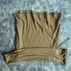 Express Olive-Tan Ribbed Strapless Tube Top